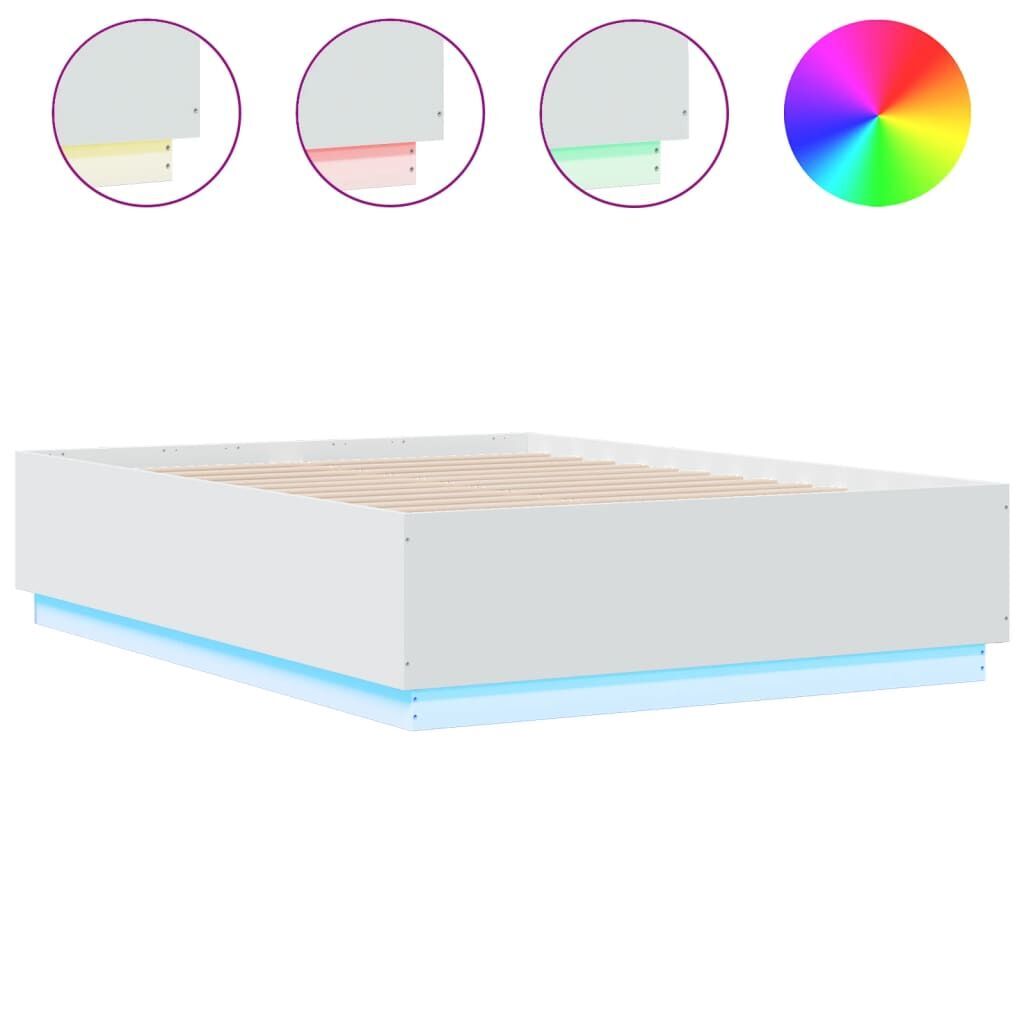 Bed Frame with LED without Mattress White 135x190 cm Bed Frame with LED without Mattress White 135x190 cm