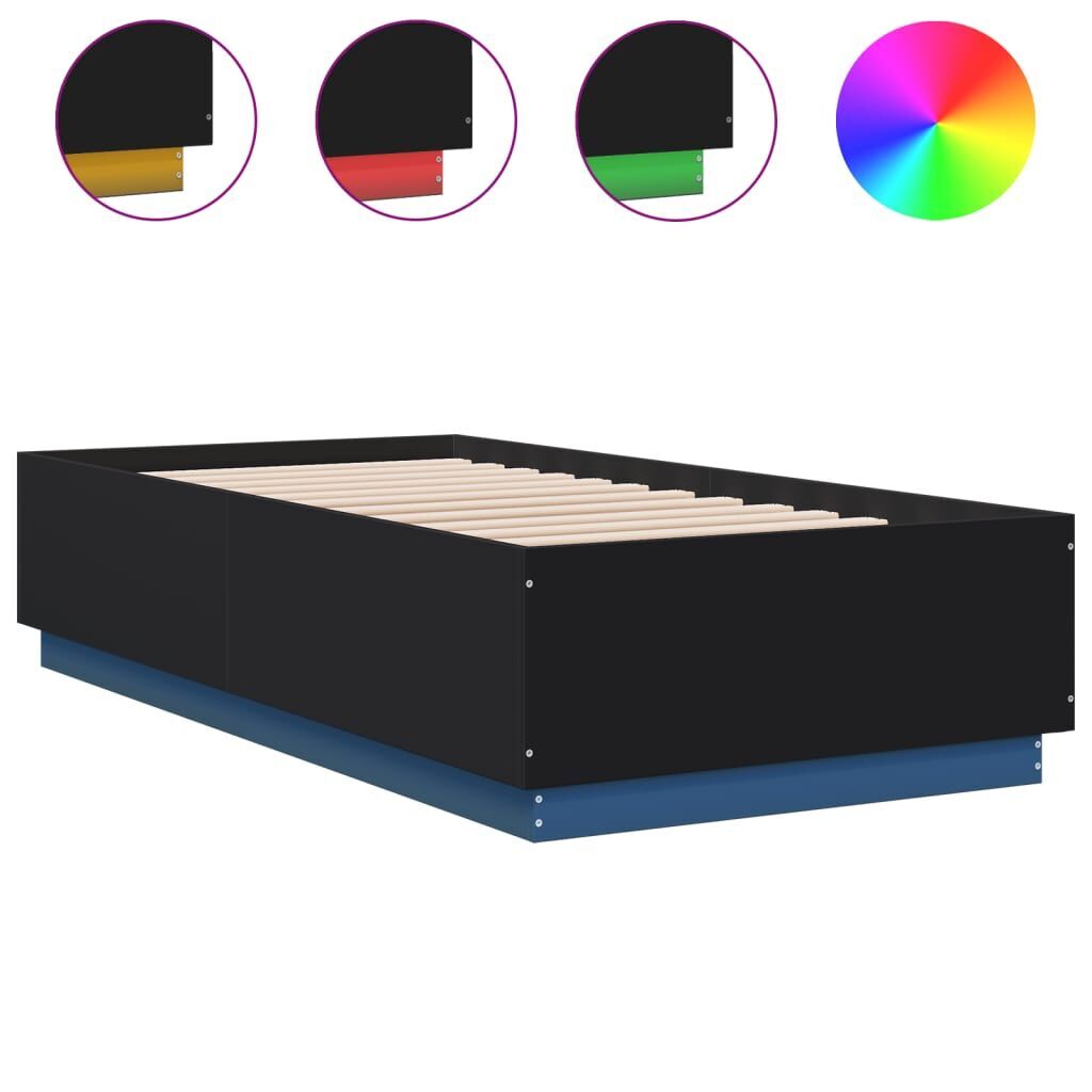 Bed Frame with LED without Mattress Black 90x190 cm Bed Frame with LED without Mattress Black 90x190 cm