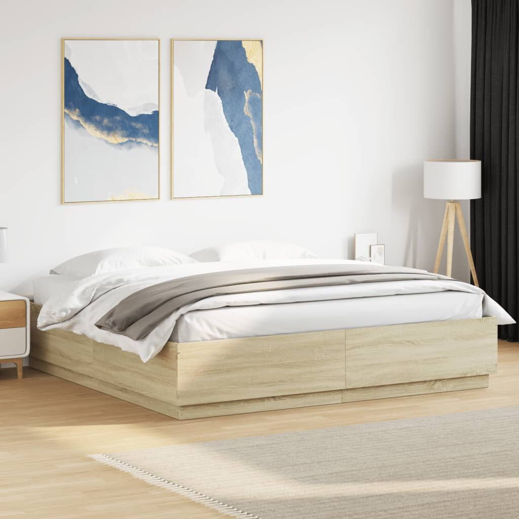 Bed Frame without Mattress Sonoma Oak 183x203 cm King Bed Frame without Mattress Sonoma Oak 183x203 cm King