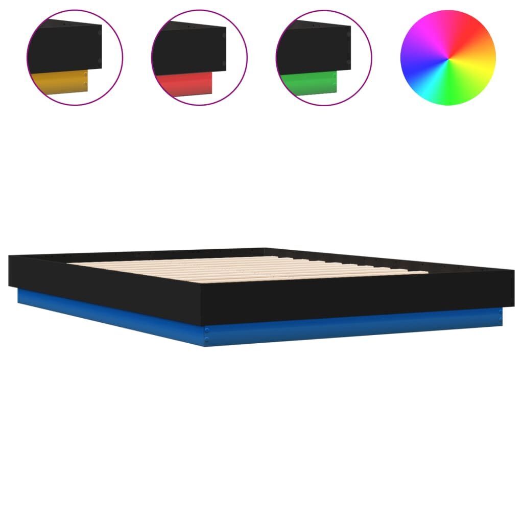Bed Frame with LED without Mattress Black 150x200 cm Bed Frame with LED without Mattress Black 150x200 cm