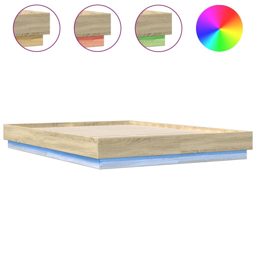 Bed Frame with LED without Mattress Sonoma Oak 150x200 cm Bed Frame with LED without Mattress Sonoma Oak 150x200 cm