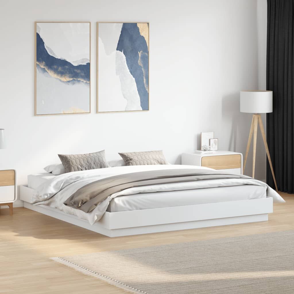 Bed Frame without Mattress White 183x203 cm King Bed Frame without Mattress White 183x203 cm King