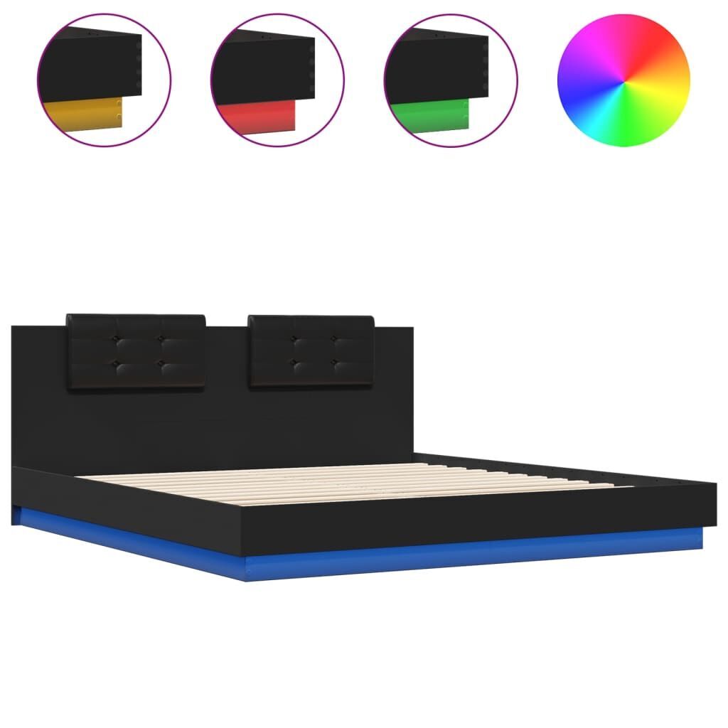 Bed Frame with LED without Mattress Black 183x203 cm King Bed Frame with LED without Mattress Black 183x203 cm King