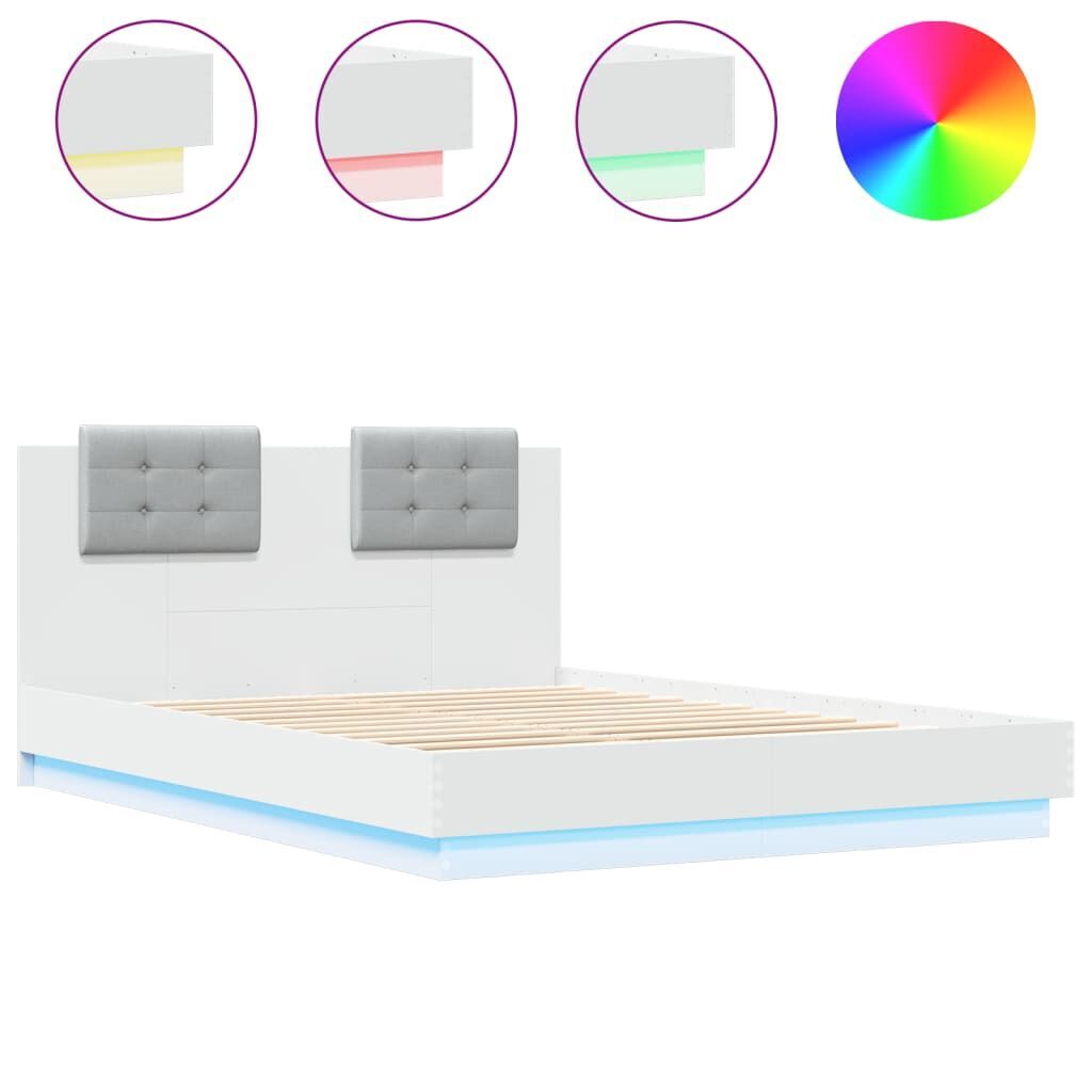 Bed Frame with LED without Mattress White 150x200 cm Bed Frame with LED without Mattress White 150x200 cm