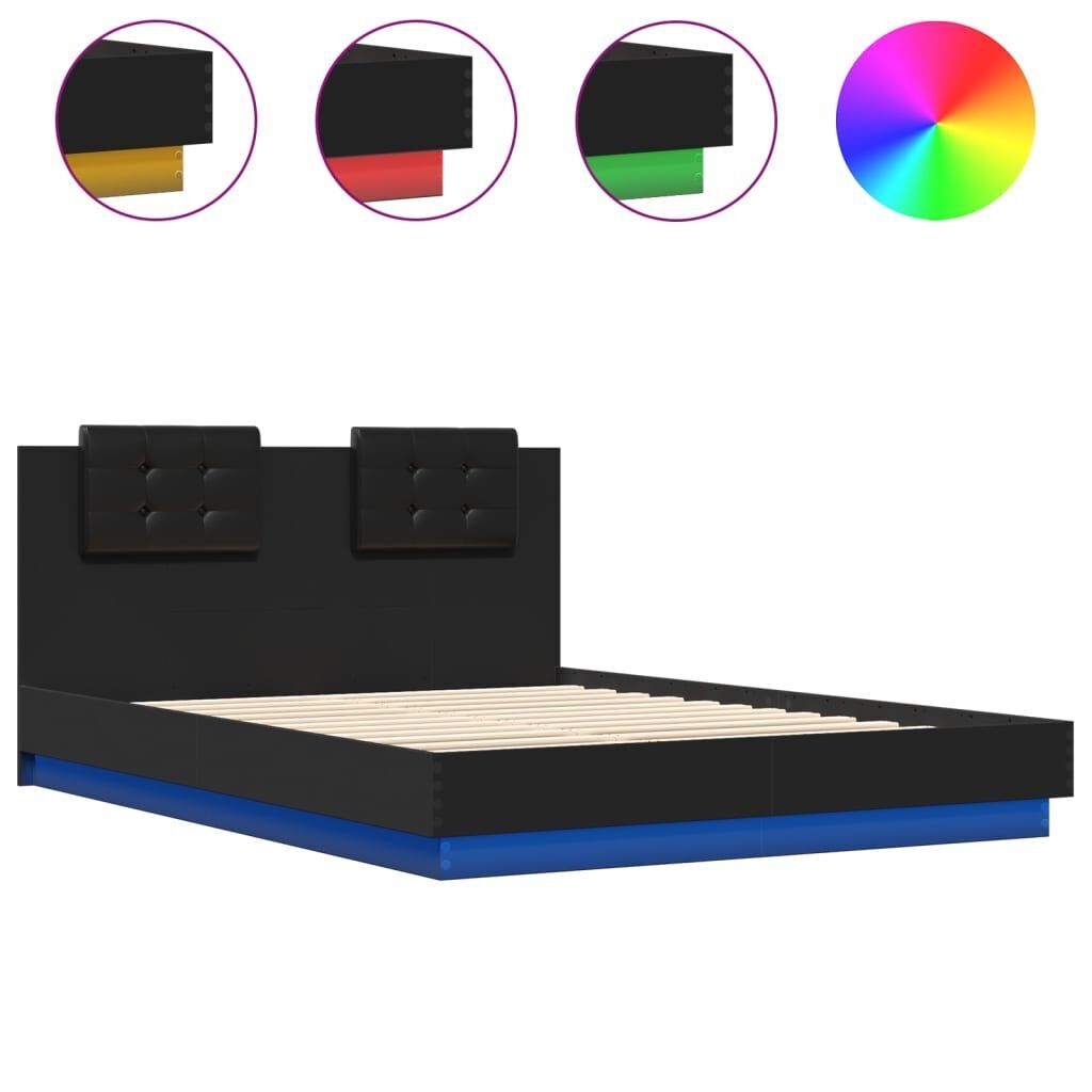 Bed Frame with LED without Mattress Black 150x200 cm Bed Frame with LED without Mattress Black 150x200 cm
