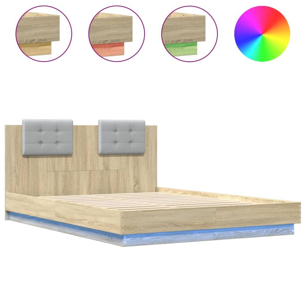 Bed Frame with LED without Mattress Sonoma Oak 150x200 cm Bed Frame with LED without Mattress Sonoma Oak 150x200 cm