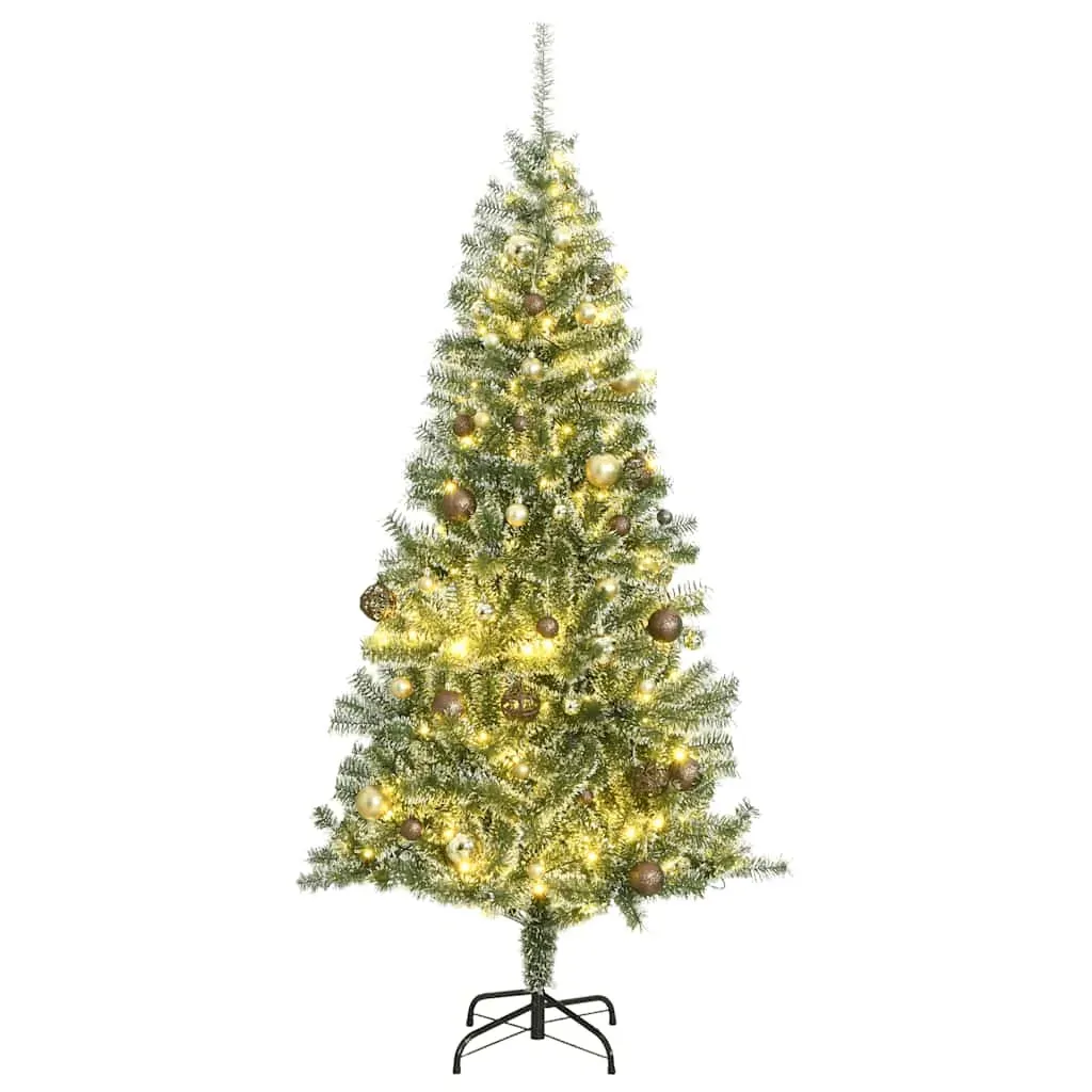 Artificial Christmas Tree with 300 LEDs&Ball Set&Flocked Snow 210 cm Artificial Christmas Tree with 300 LEDs&Ball Set&Flocked Snow 210 cm