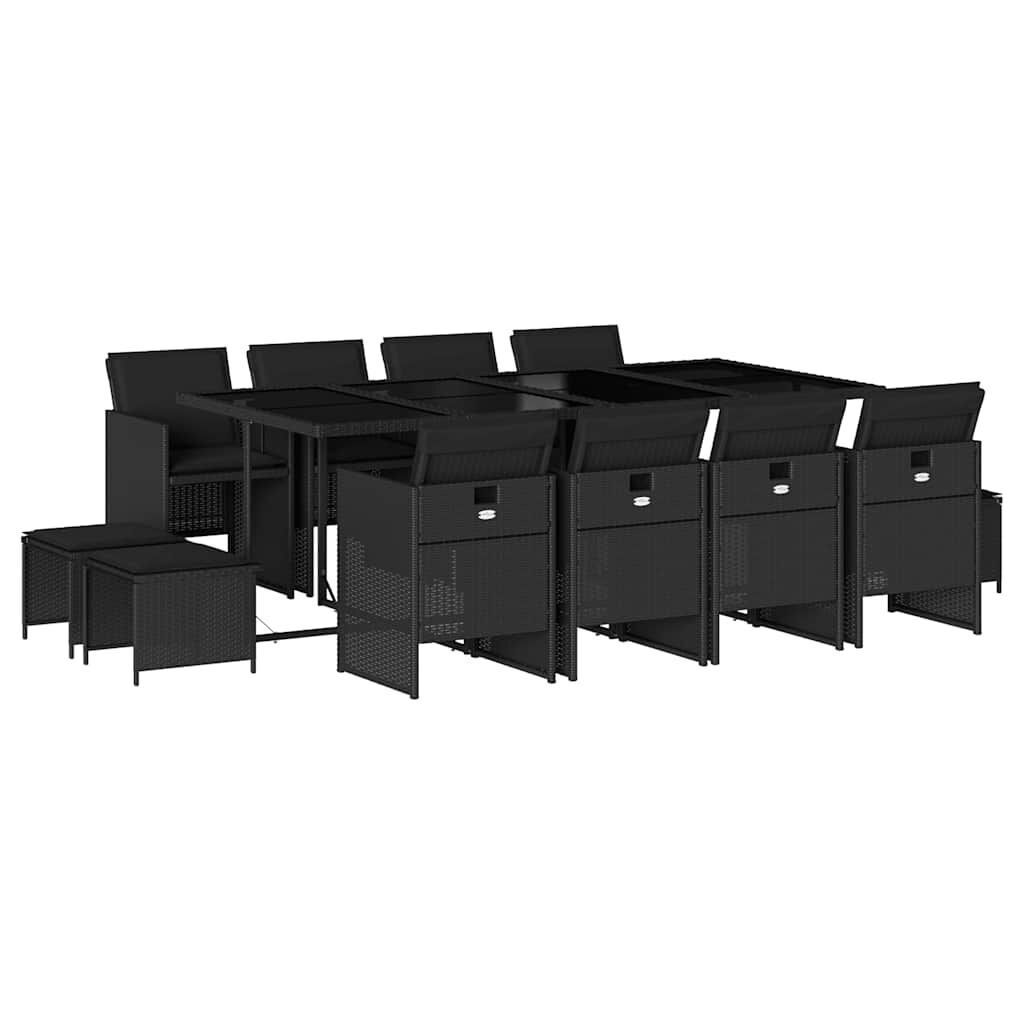 13 Piece Garden Dining Set with Cushions Black Poly Rattan 13 Piece Garden Dining Set with Cushions Black Poly Rattan