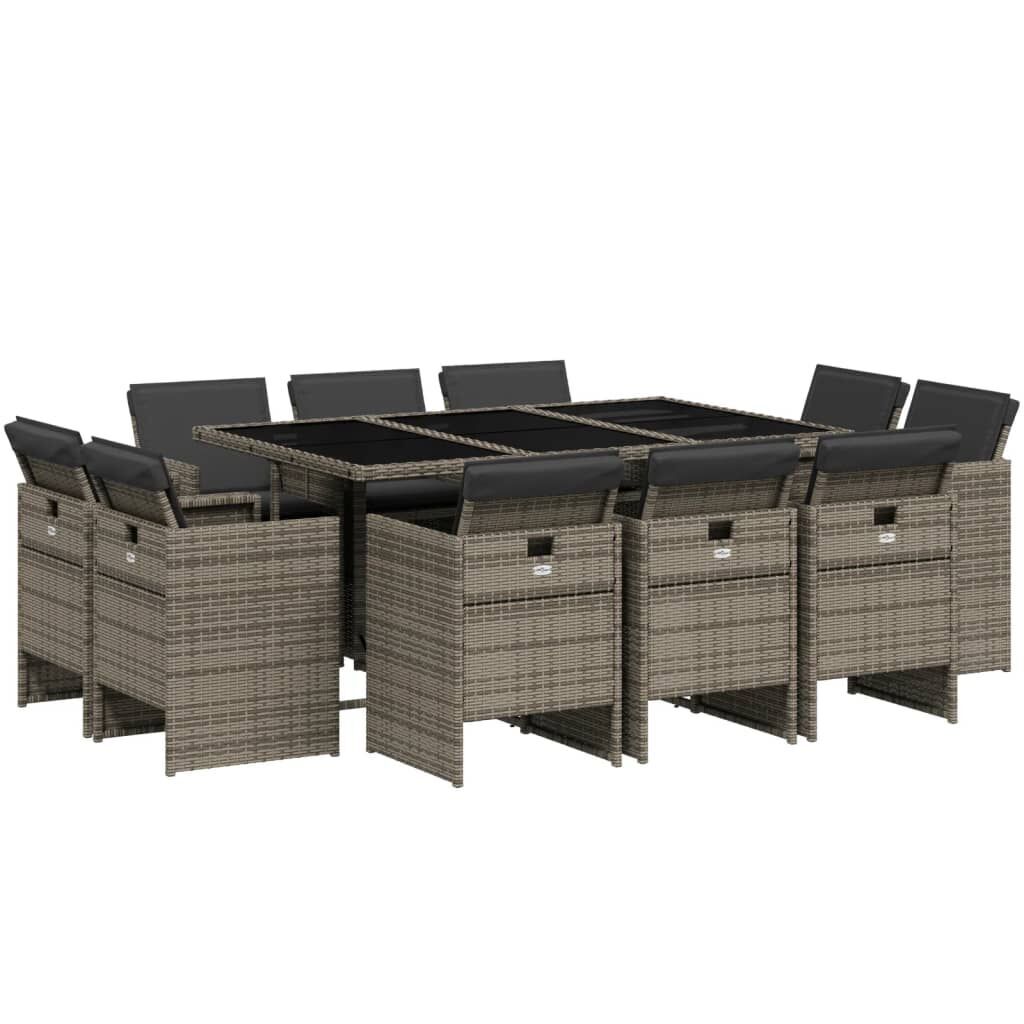 11 Piece Garden Dining Set with Cushions Grey Poly Rattan 11 Piece Garden Dining Set with Cushions Grey Poly Rattan