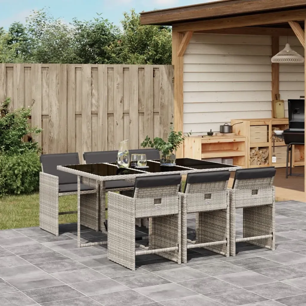 7 Piece Garden Dining Set with Cushions Light Grey Poly Rattan 7 Piece Garden Dining Set with Cushions Light Grey Poly Rattan