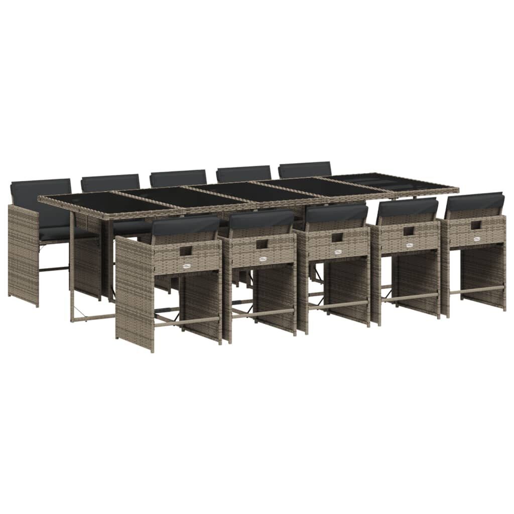 11 Piece Garden Dining Set with Cushions Grey Poly Rattan 11 Piece Garden Dining Set with Cushions Grey Poly Rattan