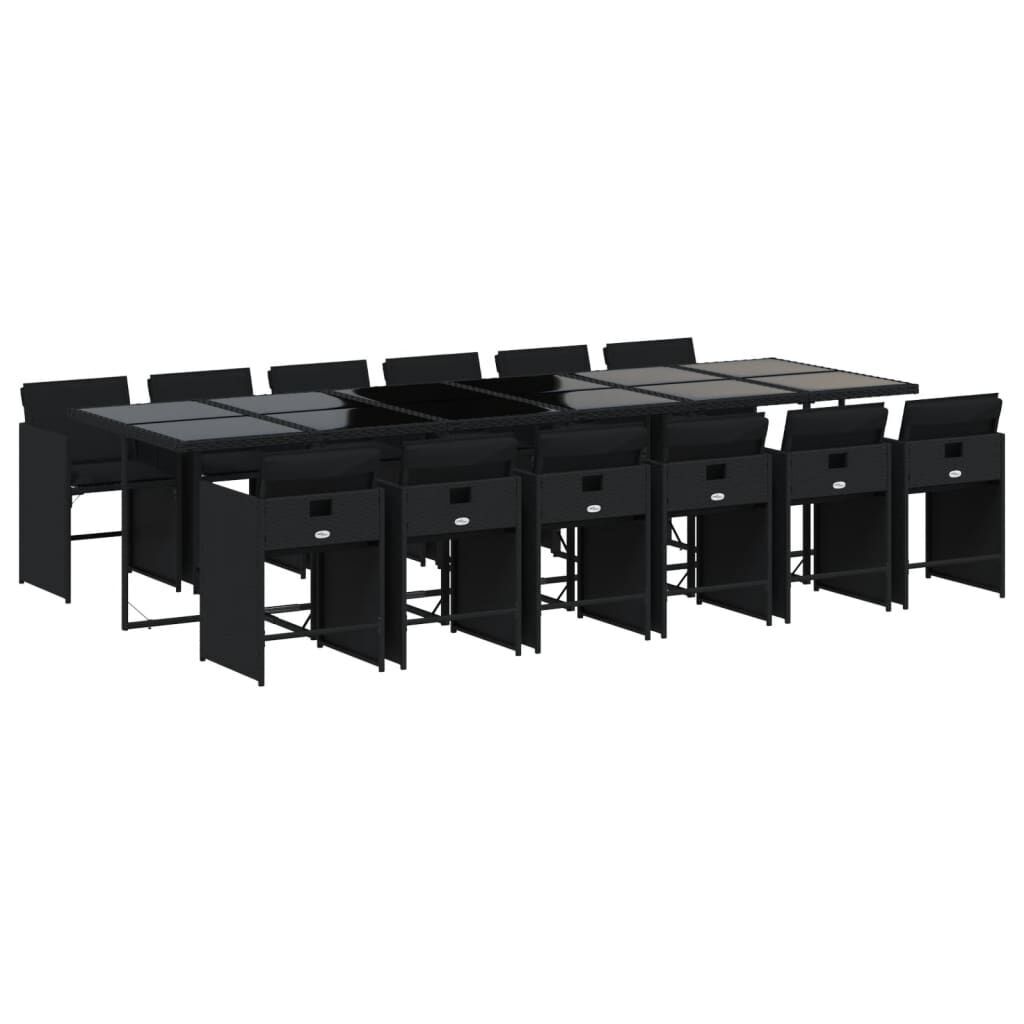 13 Piece Garden Dining Set with Cushions Black Poly Rattan 13 Piece Garden Dining Set with Cushions Black Poly Rattan