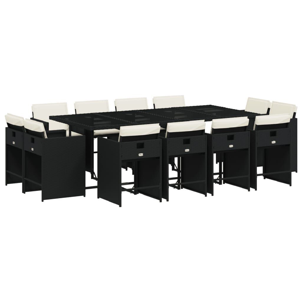 13 Piece Garden Dining Set with Cushions Black Poly Rattan 13 Piece Garden Dining Set with Cushions Black Poly Rattan