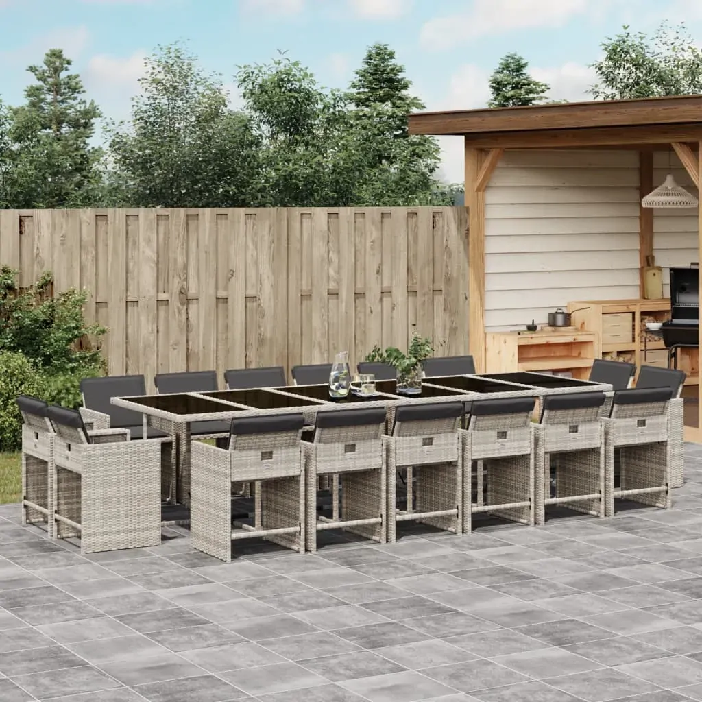 17 Piece Garden Dining Set with Cushions Light Grey Poly Rattan 17 Piece Garden Dining Set with Cushions Light Grey Poly Rattan