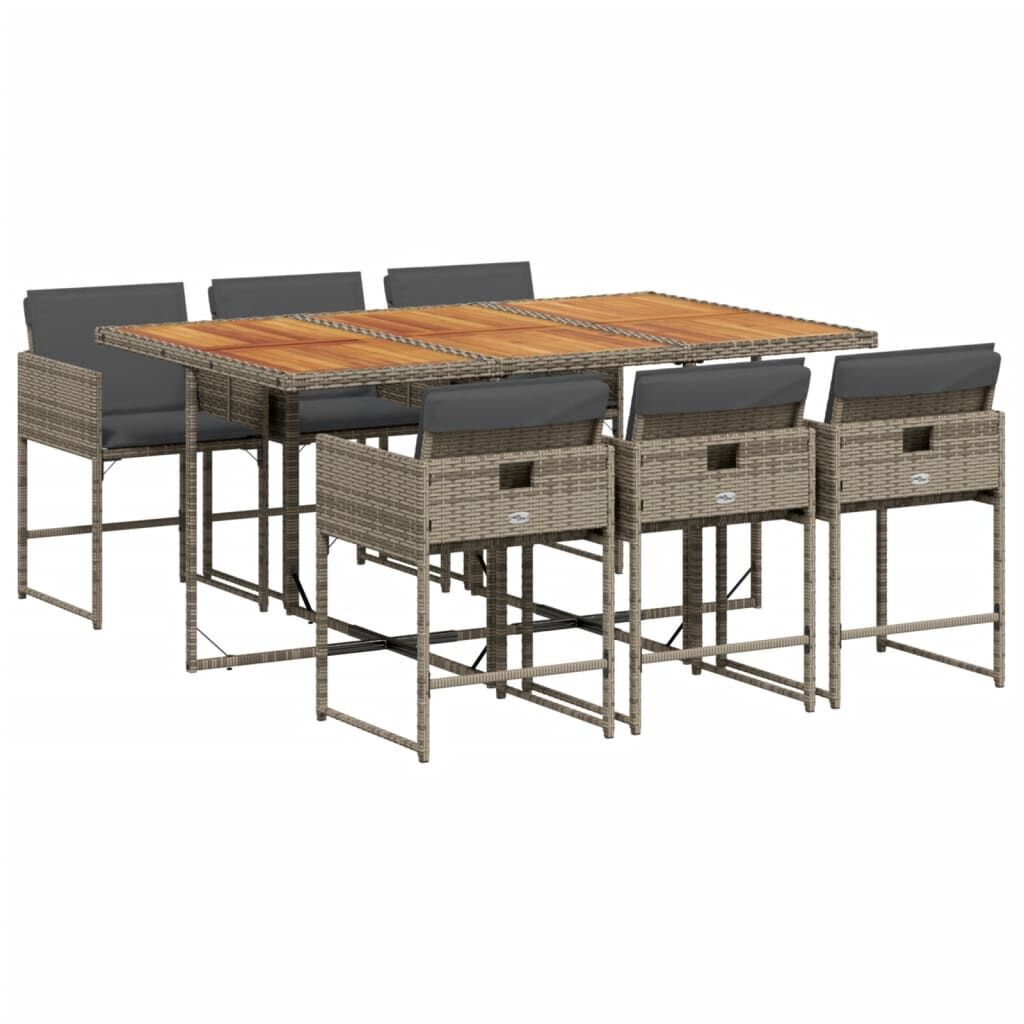 7 Piece Garden Dining Set with Cushions Grey Poly Rattan 7 Piece Garden Dining Set with Cushions Grey Poly Rattan