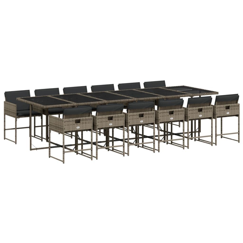 13 Piece Garden Dining Set with Cushions Grey Poly Rattan 13 Piece Garden Dining Set with Cushions Grey Poly Rattan
