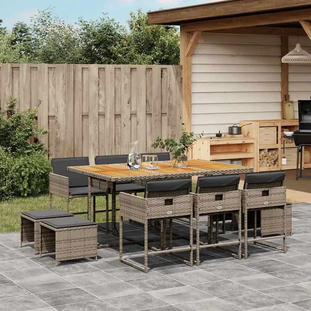 11 Piece Garden Dining Set with Cushions Grey Poly Rattan 11 Piece Garden Dining Set with Cushions Grey Poly Rattan