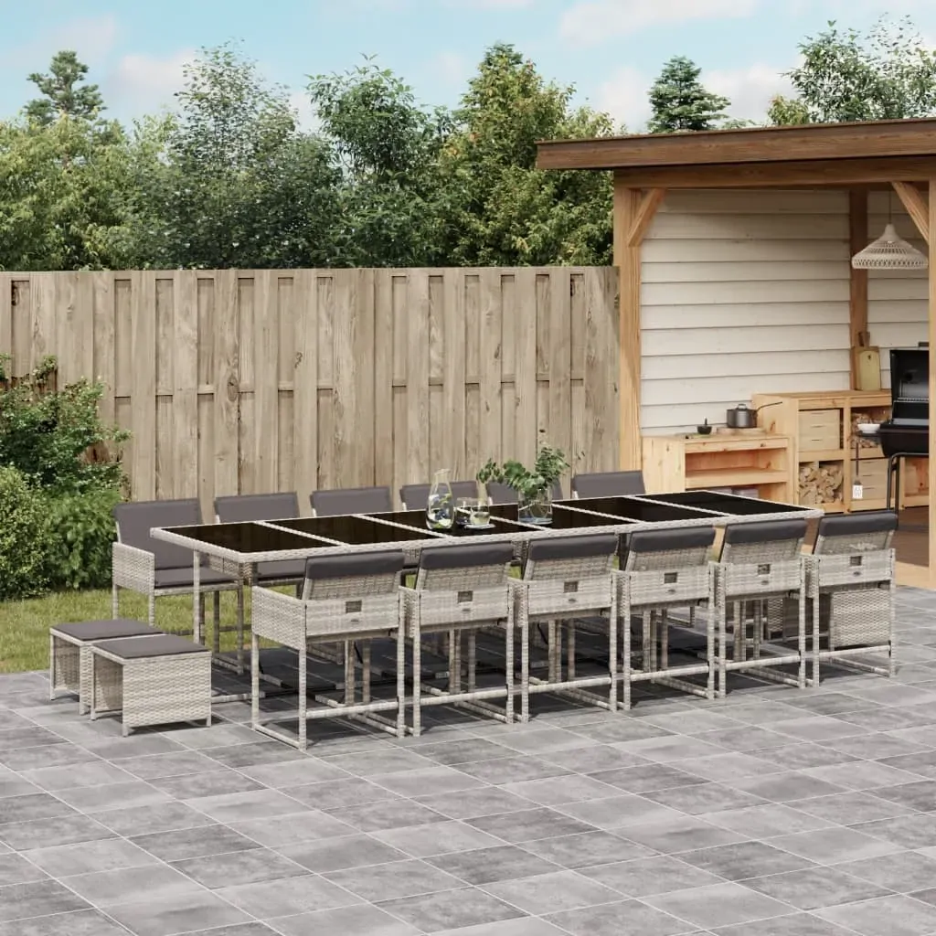 17 Piece Garden Dining Set with Cushions Light Grey Poly Rattan 17 Piece Garden Dining Set with Cushions Light Grey Poly Rattan
