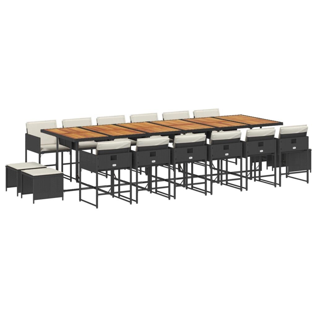 17 Piece Garden Dining Set with Cushions Black Poly Rattan 17 Piece Garden Dining Set with Cushions Black Poly Rattan