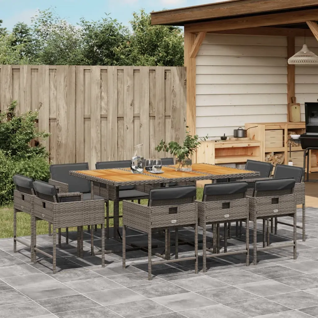 11 Piece Garden Dining Set with Cushions Grey Poly Rattan 11 Piece Garden Dining Set with Cushions Grey Poly Rattan
