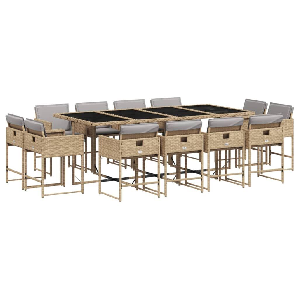 13 Piece Garden Dining Set with Cushions Mix Beige Poly Rattan 13 Piece Garden Dining Set with Cushions Mix Beige Poly Rattan