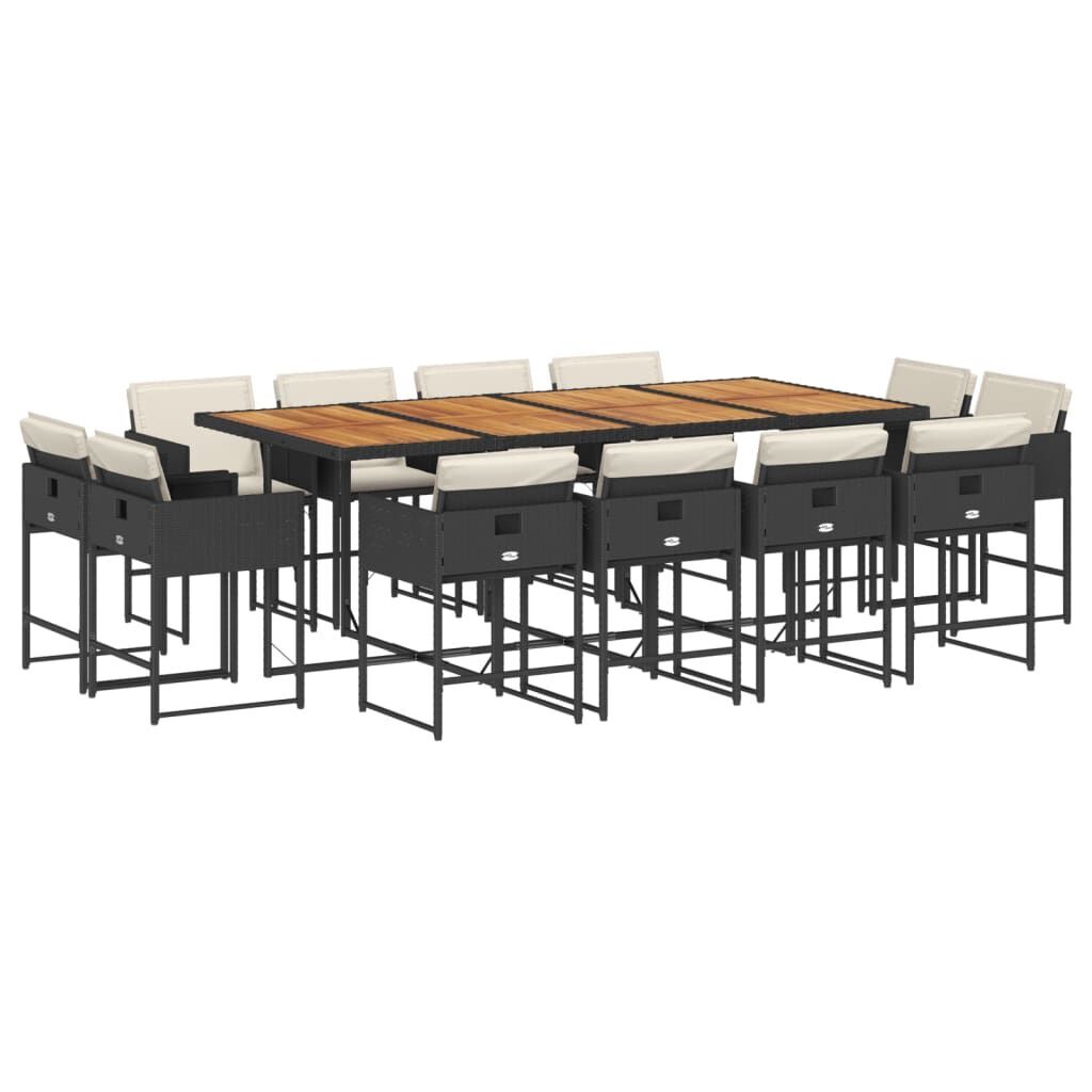13 Piece Garden Dining Set with Cushions Black Poly Rattan 13 Piece Garden Dining Set with Cushions Black Poly Rattan