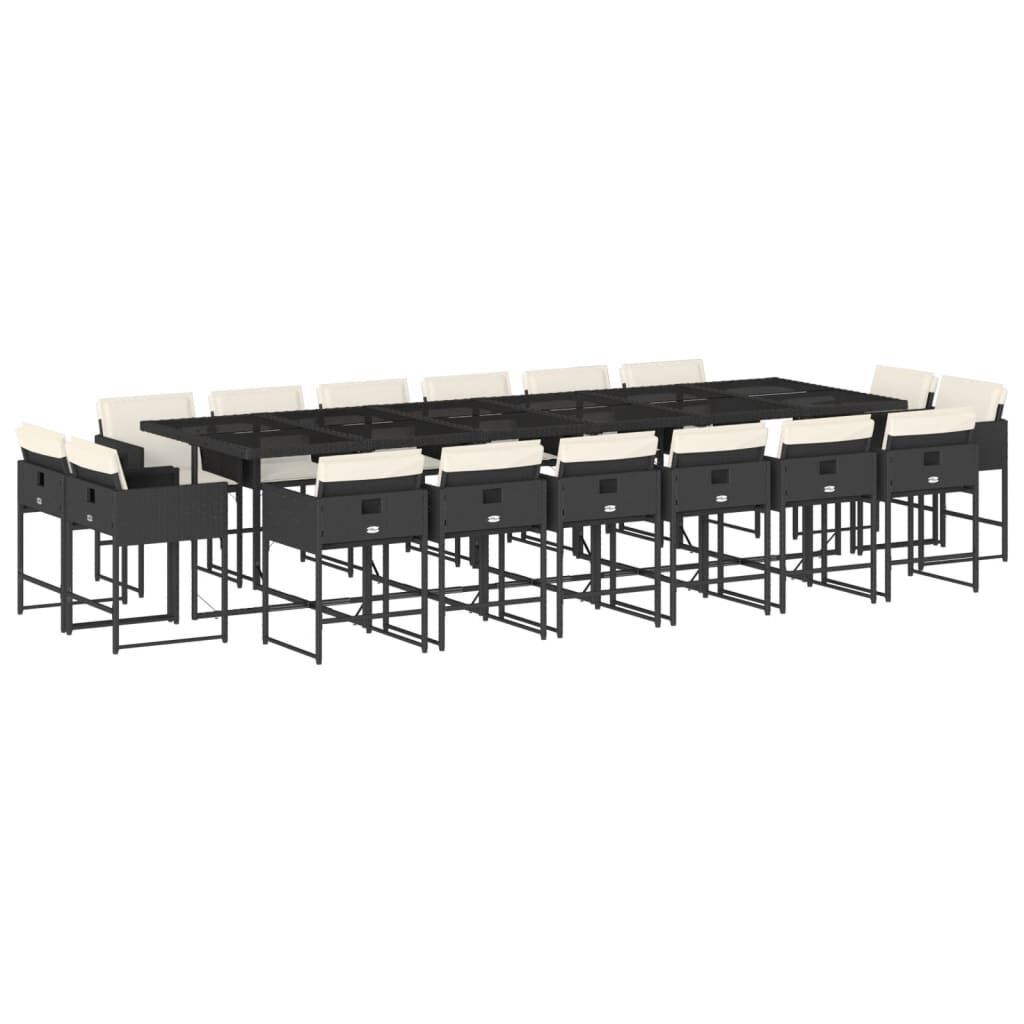 17 Piece Garden Dining Set with Cushions Black Poly Rattan 17 Piece Garden Dining Set with Cushions Black Poly Rattan