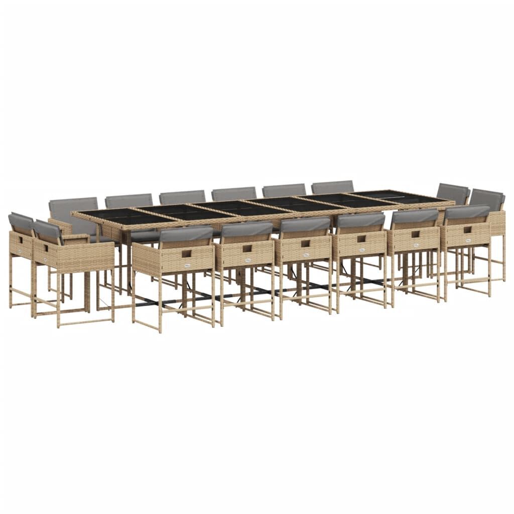 17 Piece Garden Dining Set with Cushions Mix Beige Poly Rattan 17 Piece Garden Dining Set with Cushions Mix Beige Poly Rattan