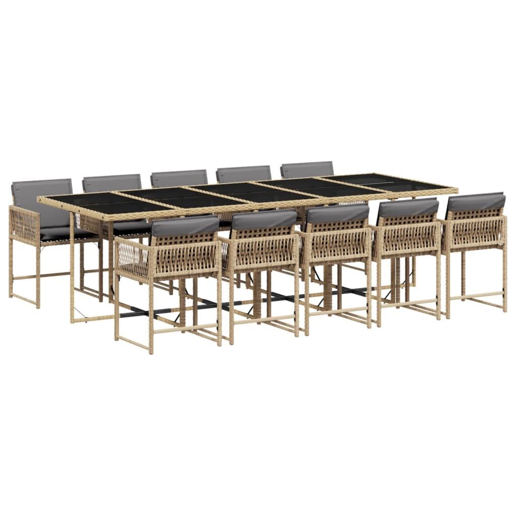 11 Piece Garden Dining Set with Cushions Mix Beige Poly Rattan 11 Piece Garden Dining Set with Cushions Mix Beige Poly Rattan