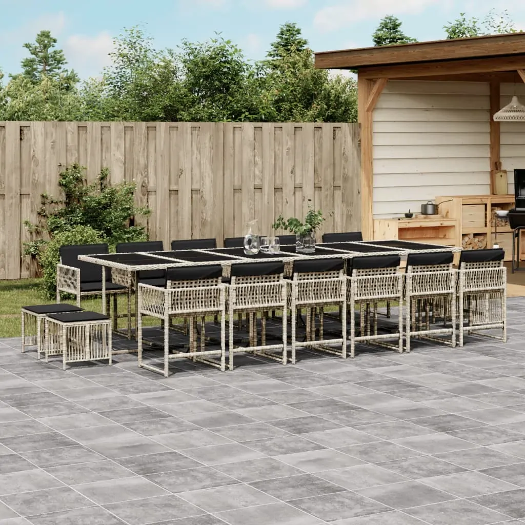 17 Piece Garden Dining Set with Cushions Light Grey Poly Rattan 17 Piece Garden Dining Set with Cushions Light Grey Poly Rattan