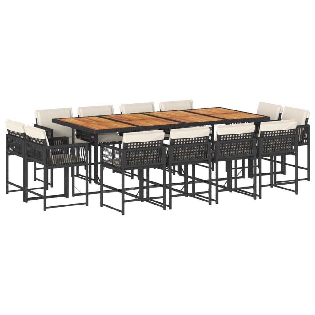 13 Piece Garden Dining Set with Cushions Black Poly Rattan 13 Piece Garden Dining Set with Cushions Black Poly Rattan