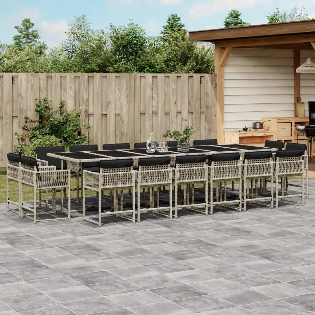 17 Piece Garden Dining Set with Cushions Light Grey Poly Rattan 17 Piece Garden Dining Set with Cushions Light Grey Poly Rattan