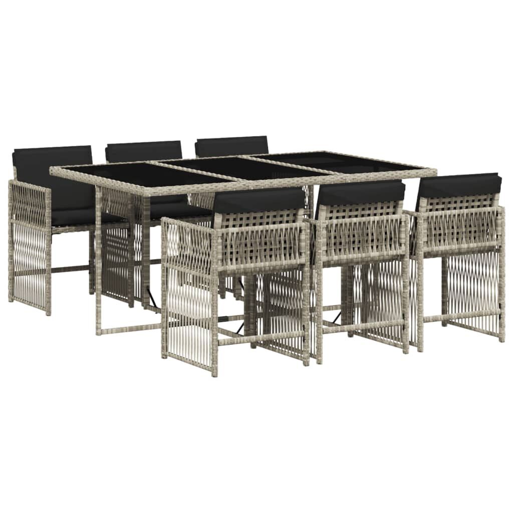 7 Piece Garden Dining Set with Cushions Light Grey Poly Rattan 7 Piece Garden Dining Set with Cushions Light Grey Poly Rattan