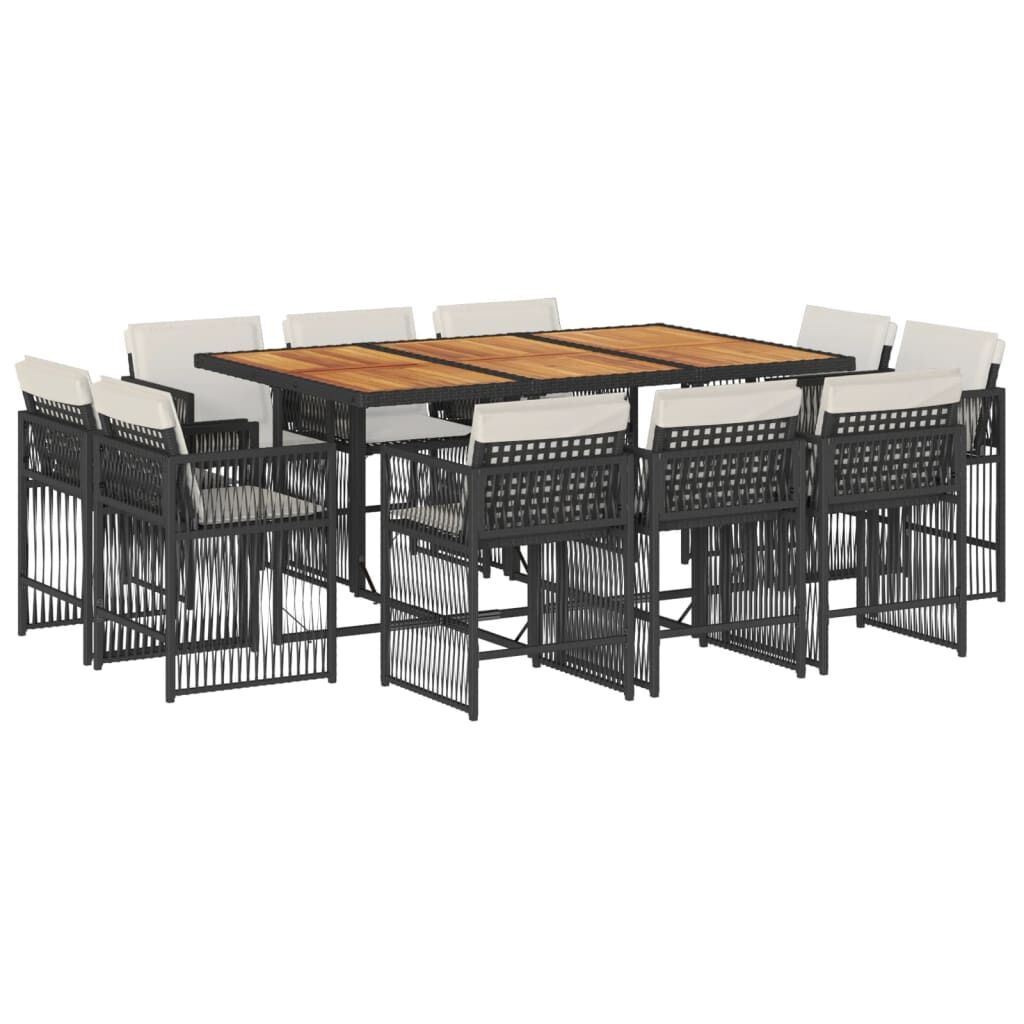11 Piece Garden Dining Set with Cushions Black Poly Rattan 11 Piece Garden Dining Set with Cushions Black Poly Rattan