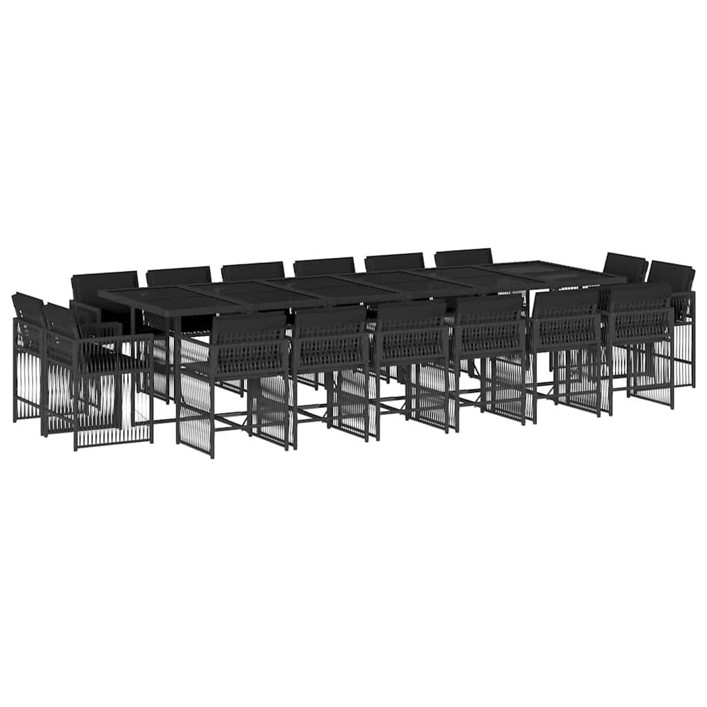 17 Piece Garden Dining Set with Cushions Black Poly Rattan 17 Piece Garden Dining Set with Cushions Black Poly Rattan