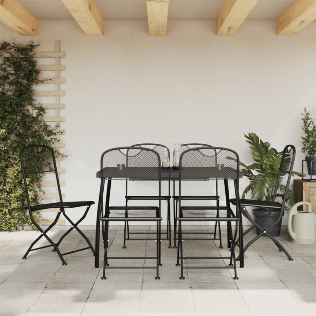 7 Piece Garden Dining Set Anthracite Metal Mesh 7 Piece Garden Dining Set Anthracite Metal Mesh