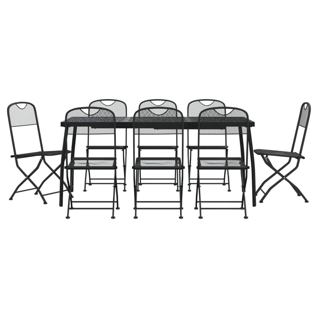 9 Piece Garden Dining Set Anthracite Metal Mesh 9 Piece Garden Dining Set Anthracite Metal Mesh