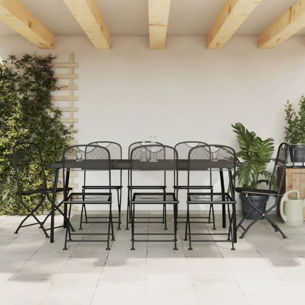 9 Piece Garden Dining Set Anthracite Metal Mesh 9 Piece Garden Dining Set Anthracite Metal Mesh