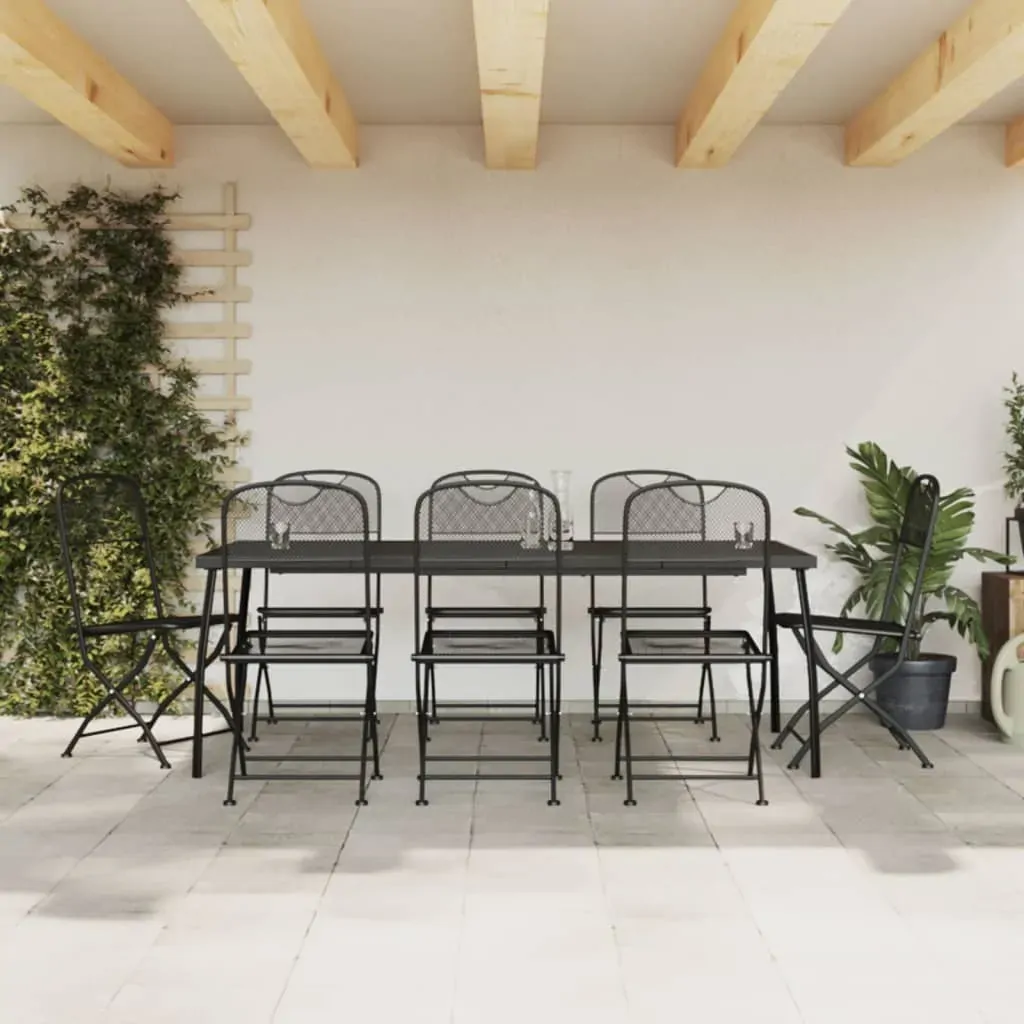 9 Piece Garden Dining Set Anthracite Metal Mesh 9 Piece Garden Dining Set Anthracite Metal Mesh