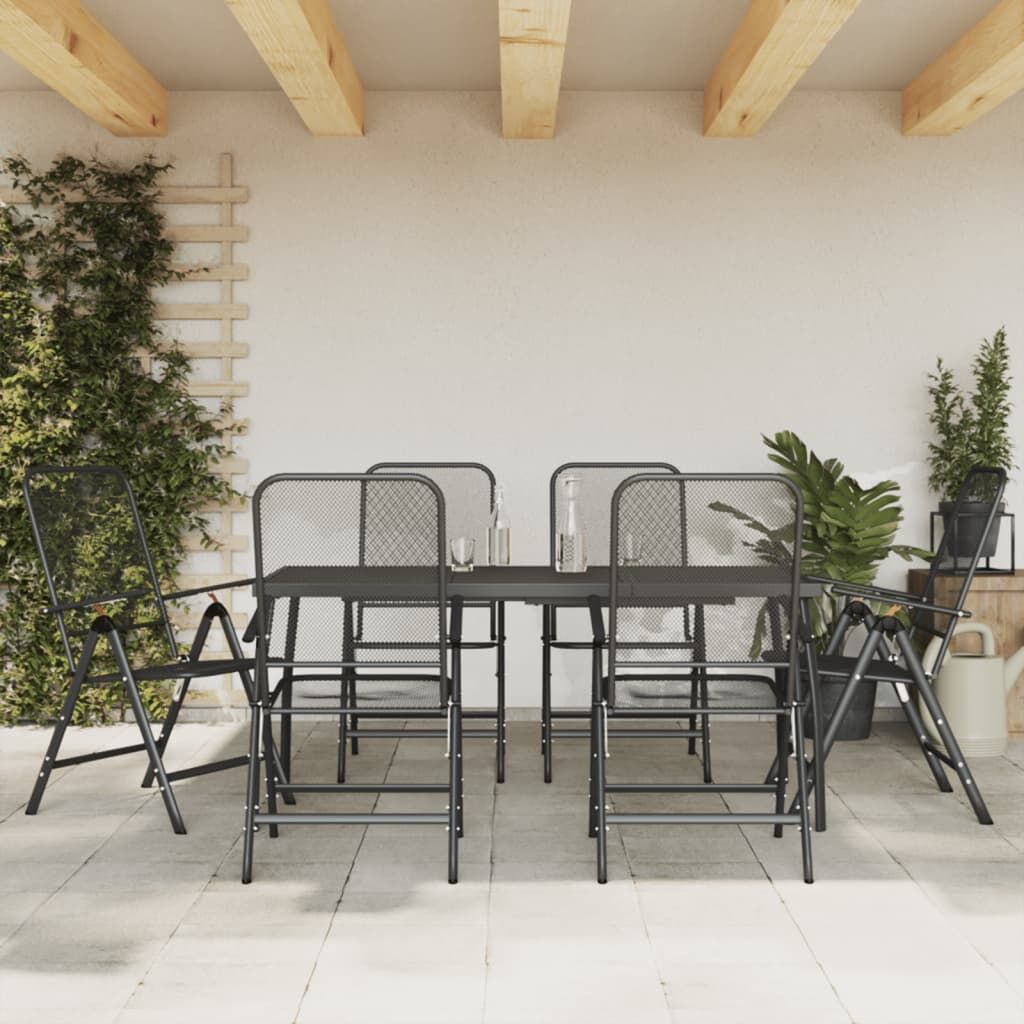 7 Piece Garden Dining Set Anthracite Metal Mesh 7 Piece Garden Dining Set Anthracite Metal Mesh