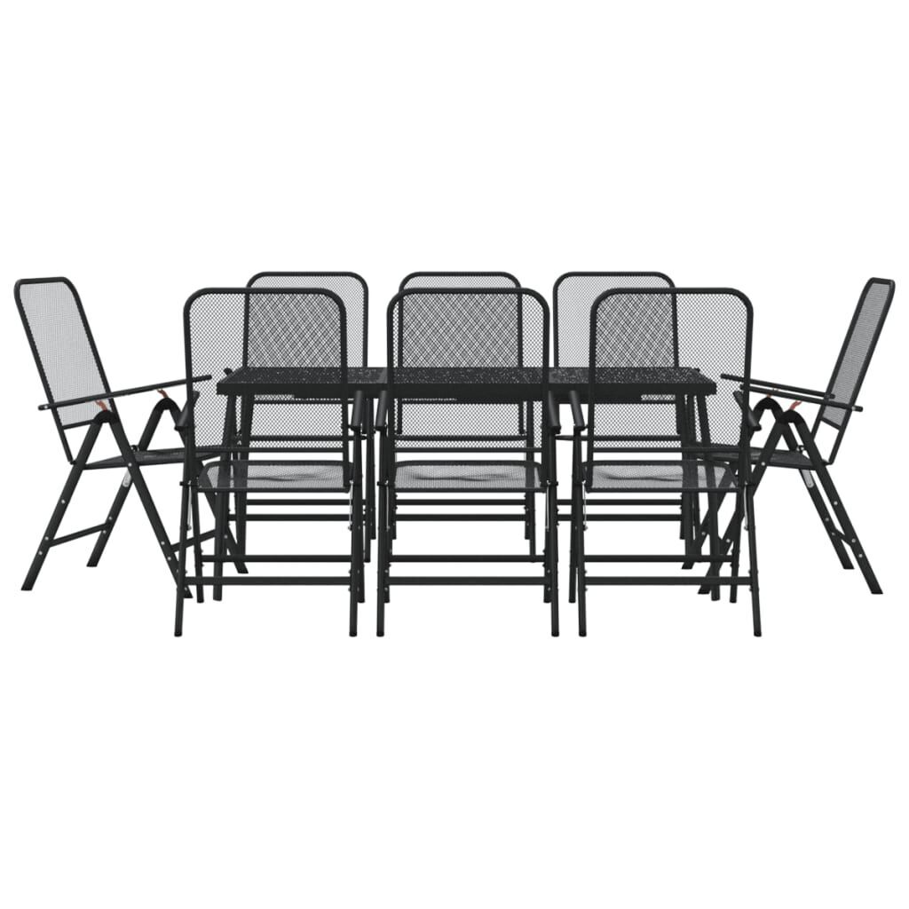 9 Piece Garden Dining Set Anthracite Metal Mesh 9 Piece Garden Dining Set Anthracite Metal Mesh