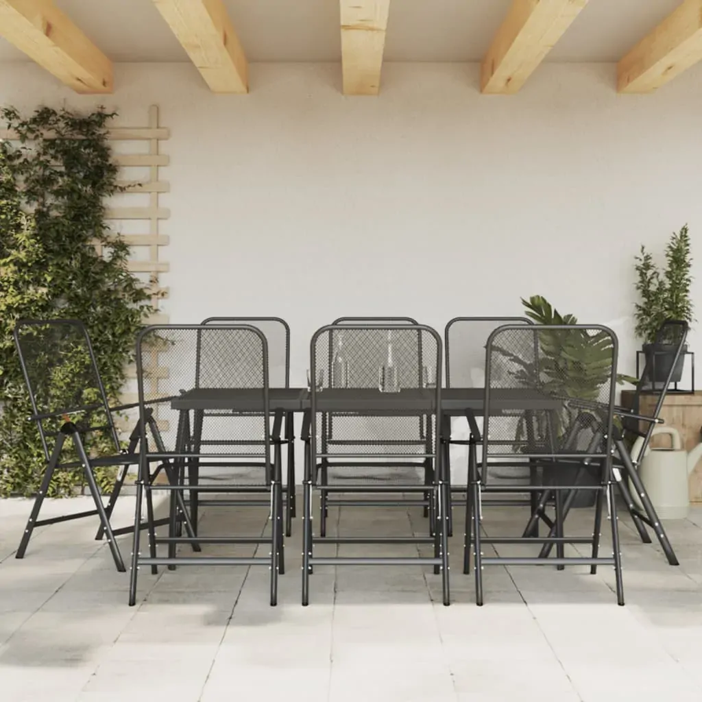 9 Piece Garden Dining Set Anthracite Metal Mesh 9 Piece Garden Dining Set Anthracite Metal Mesh