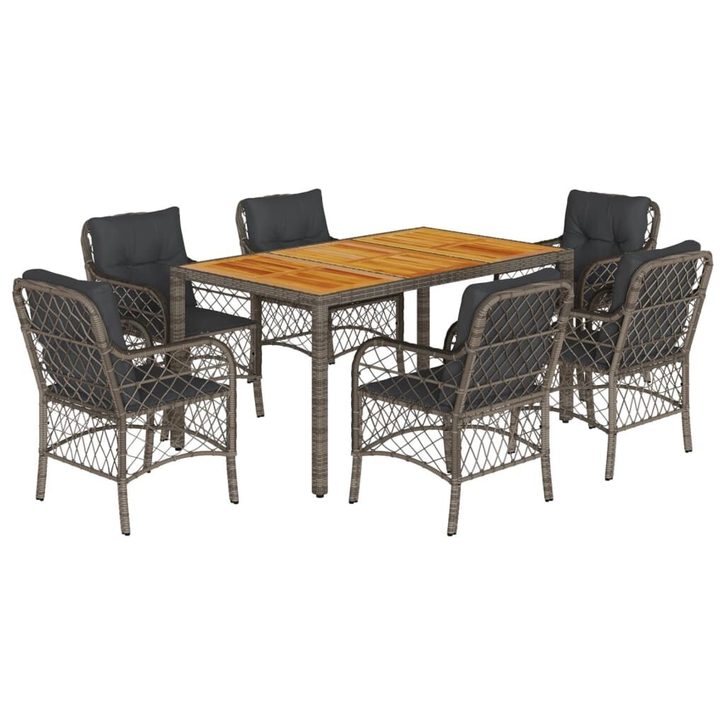 7 Piece Garden Dining Set with Cushions Grey Poly Rattan 7 Piece Garden Dining Set with Cushions Grey Poly Rattan