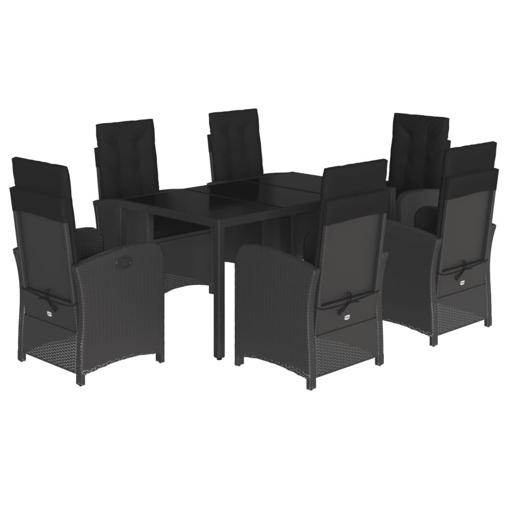 7 Piece Garden Dining Set with Cushions Black Poly Rattan 7 Piece Garden Dining Set with Cushions Black Poly Rattan
