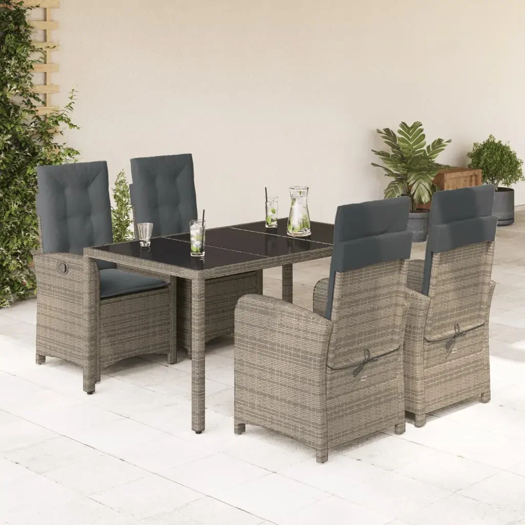 5 Piece Garden Dining Set with Cushions Grey Poly Rattan 5 Piece Garden Dining Set with Cushions Grey Poly Rattan
