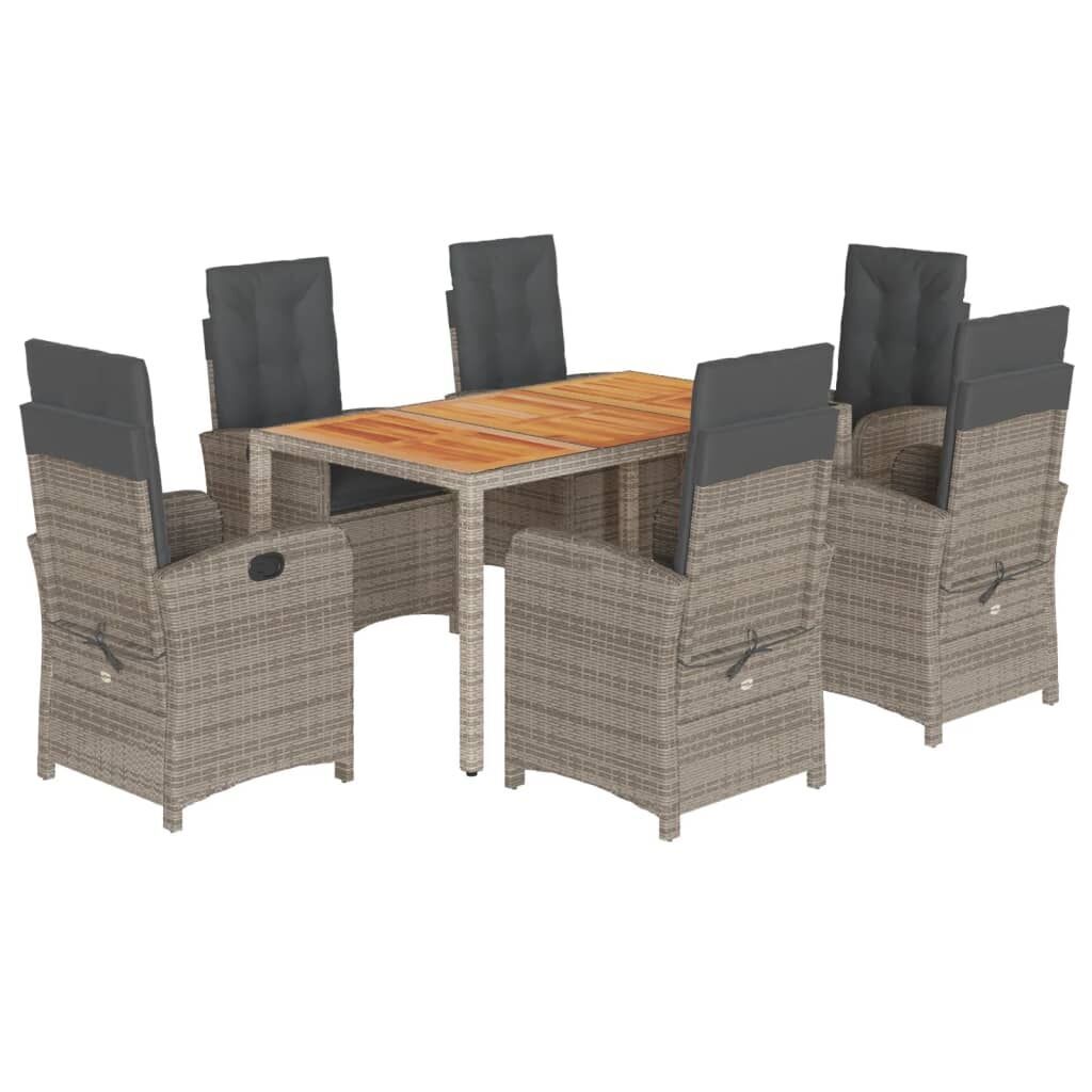7 Piece Garden Dining Set with Cushions Grey Poly Rattan 7 Piece Garden Dining Set with Cushions Grey Poly Rattan
