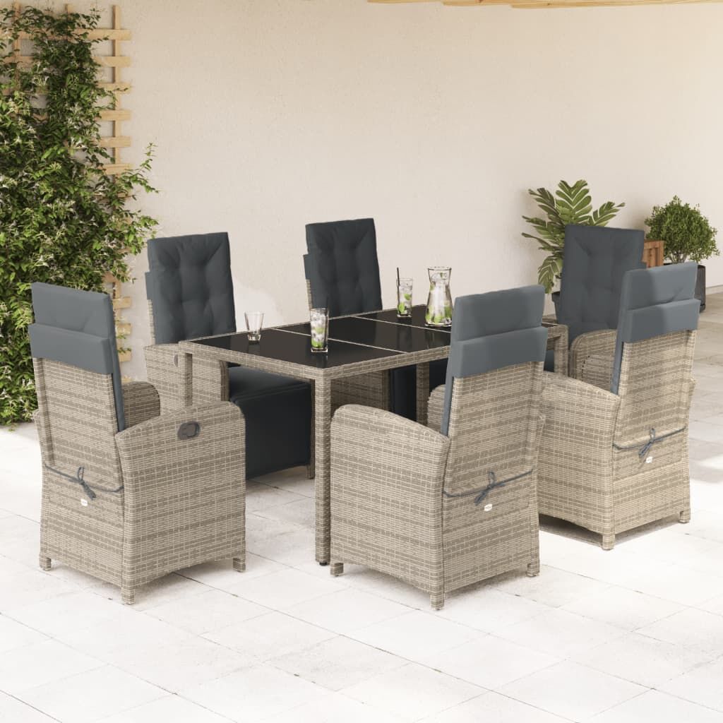 7 Piece Garden Dining Set with Cushions Grey Poly Rattan 7 Piece Garden Dining Set with Cushions Grey Poly Rattan
