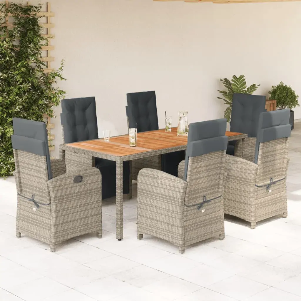 7 Piece Garden Dining Set with Cushions Grey Poly Rattan 7 Piece Garden Dining Set with Cushions Grey Poly Rattan