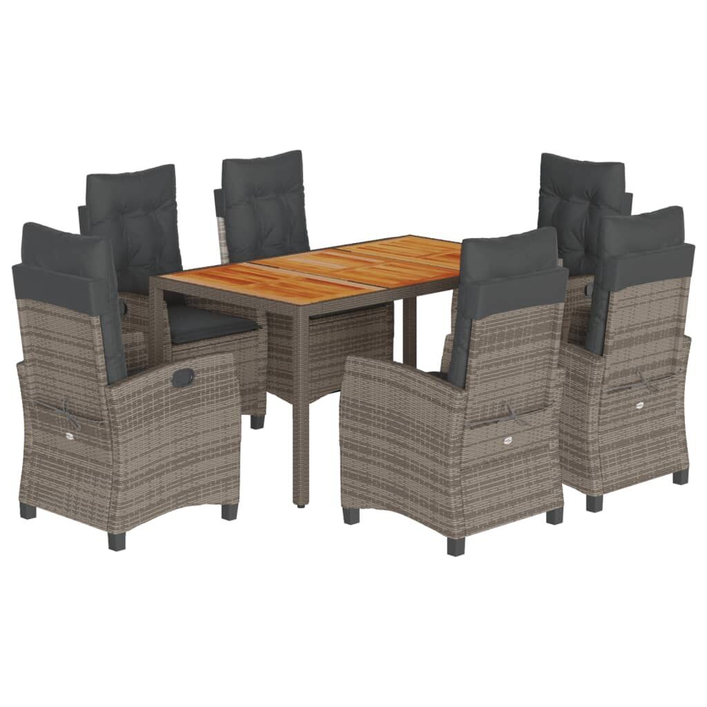 7 Piece Garden Dining Set with Cushions Grey Poly Rattan 7 Piece Garden Dining Set with Cushions Grey Poly Rattan