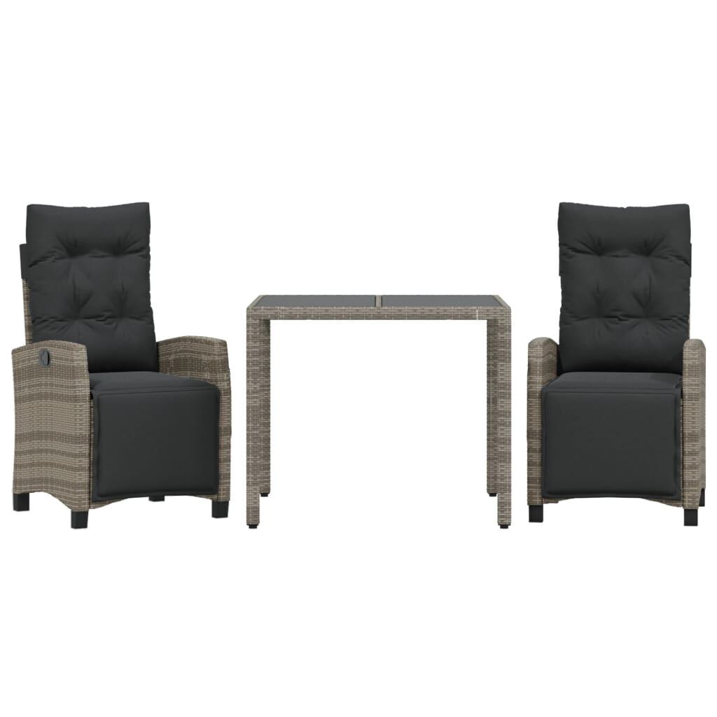 3 Piece Garden Dining Set with Cushions Grey Poly Rattan 3 Piece Garden Dining Set with Cushions Grey Poly Rattan